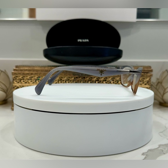 Prada - 2-Tone Blue-Gray/Ambery Brown - Rx Eyeglass Frames - w/ PRADA Hard-Case - Picture 4 of 15